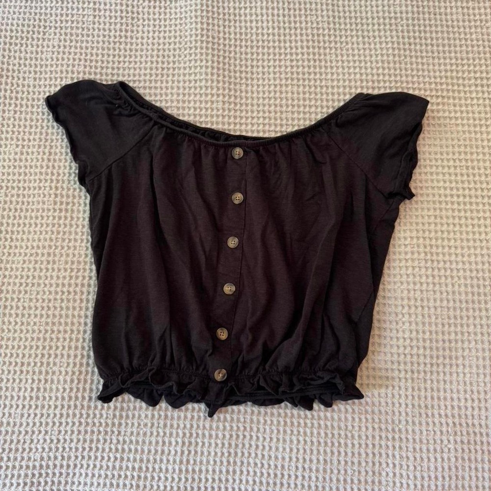 Black button up crop top mudd